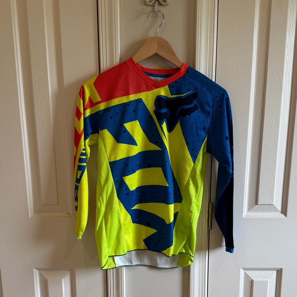 Fox Youth Jersey in Coral Red and Light Blue